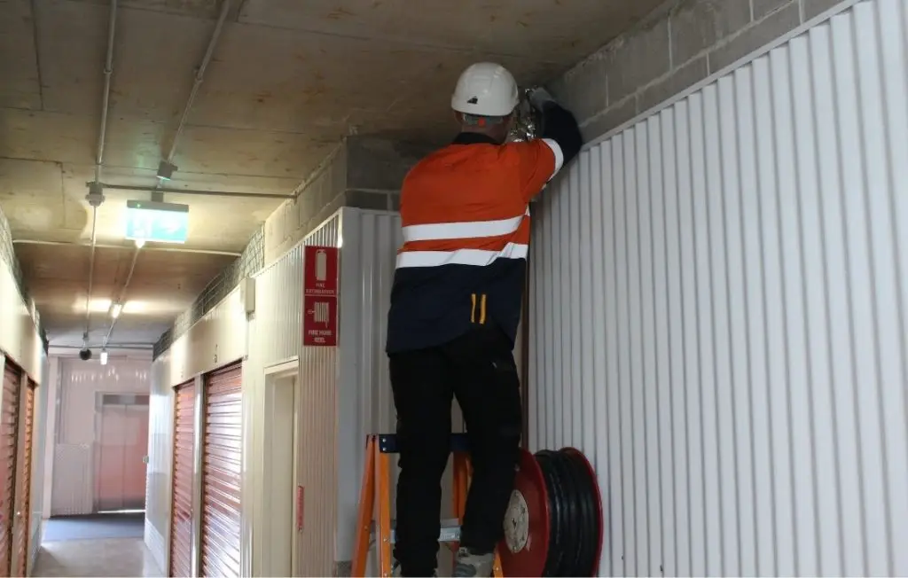 VQS Fire installing a fire alarm system for a Bondi building
